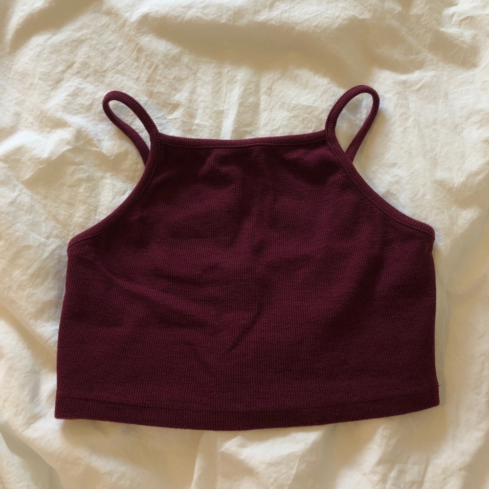 F21 burgundy tank crop top